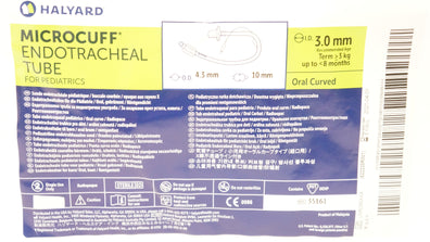 Halyard 35161 Microcuff Endotracheal Tube for Pediatrics 3.0 x 10 x 4.3mm (x)